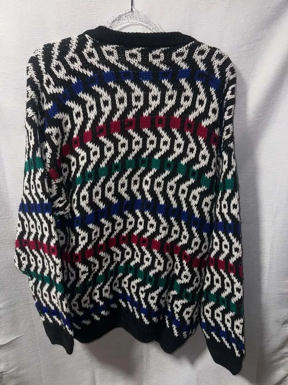 Vintage 90s Mache Geometric Pattern Button-Up Knit Cardigan Sweater